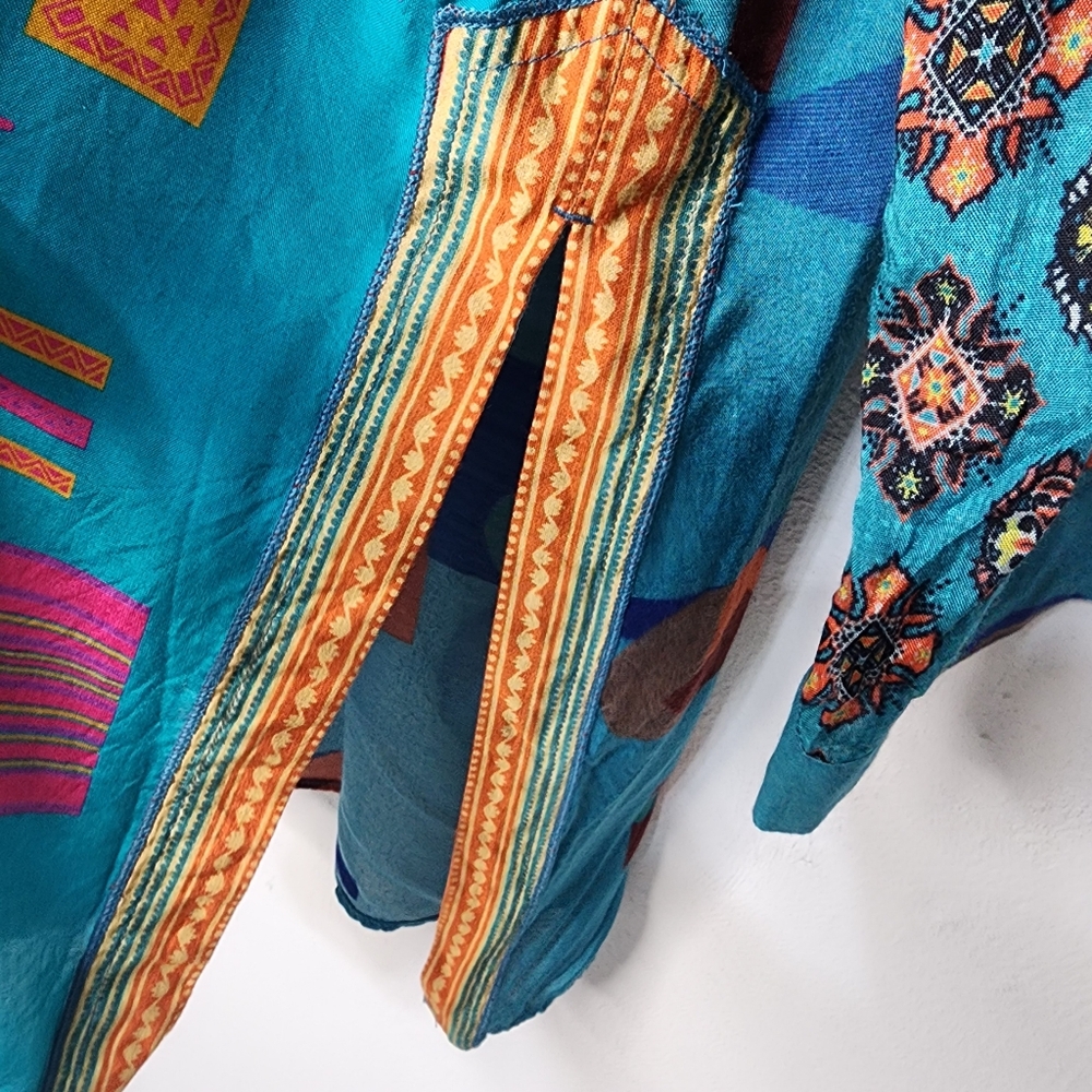 John Mark Abstract Patchwork Viscose Button Front… - image 12